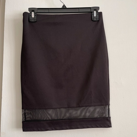 Lush Black Fitted Pencil Skirt with mesh details - Picture 2 of 5